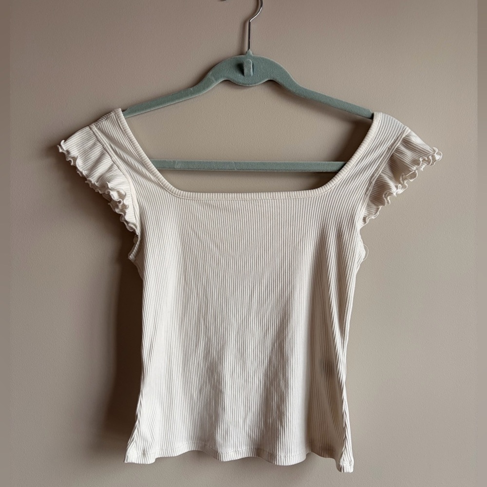 Ardene Cream Ruffle Sleeve Blouse